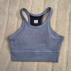 Prana Becksa Bralette Womens Small Blue Ribbed High Neck Racerback Sports Bra